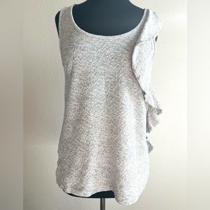 MNG Gray Floral Knit Ruffle Tank/Blouse